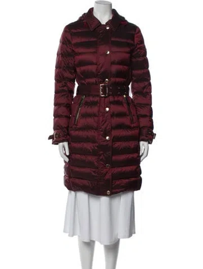 Pre-owned Burberry Nylon Down Coat In Burgundy