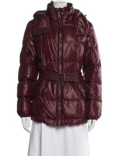 Pre-owned Burberry Nylon Down Coat In Burgundy