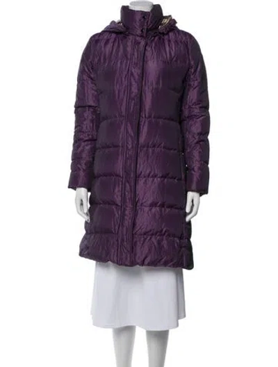 Pre-owned Burberry Nylon Down Coat In Purple