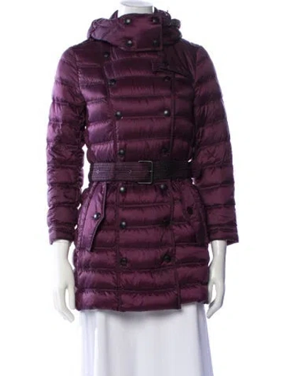 Pre-owned Burberry Nylon Down Coat In Purple