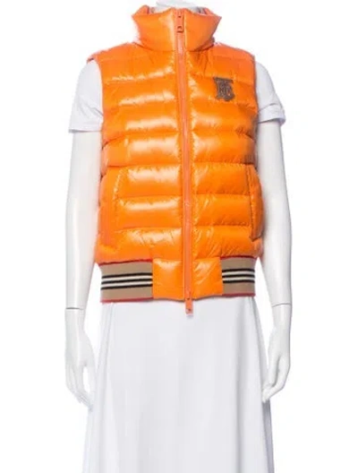 Pre-owned Burberry Nylon Down Jacket In Orange