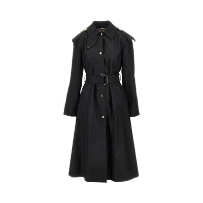 Burberry Nylon Gabardine Trench Coat In Black