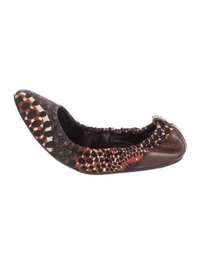 Pre-owned Burberry Nylon Graphic Print Ballet Flats In Orange