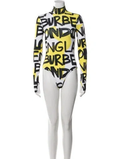 Pre-owned Burberry Nylon Graphic Print Bodysuit In Yellow