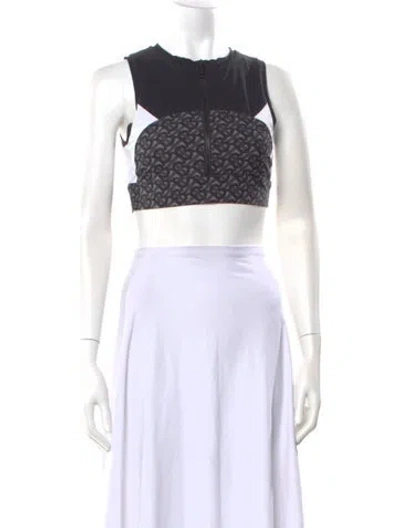 Pre-owned Burberry Nylon Graphic Print Crop Top In Black