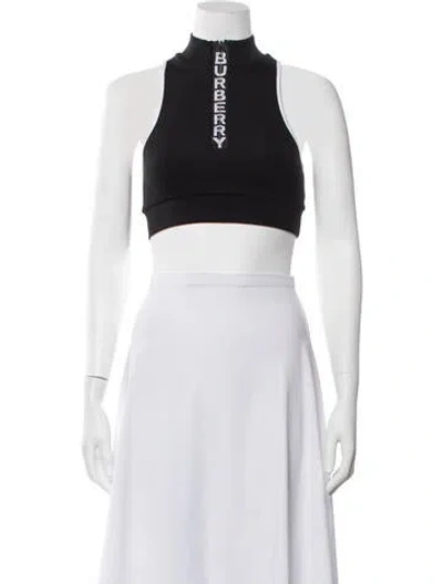Pre-owned Burberry Nylon Graphic Print Crop Top In Black