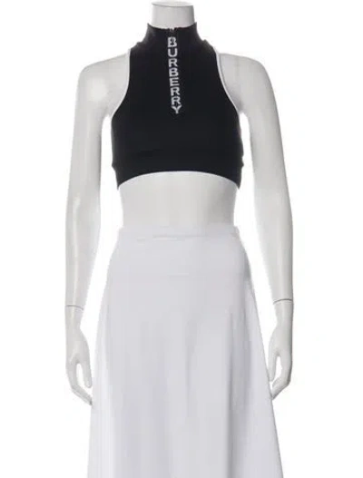 Pre-owned Burberry Nylon Graphic Print Sports Bra In Black