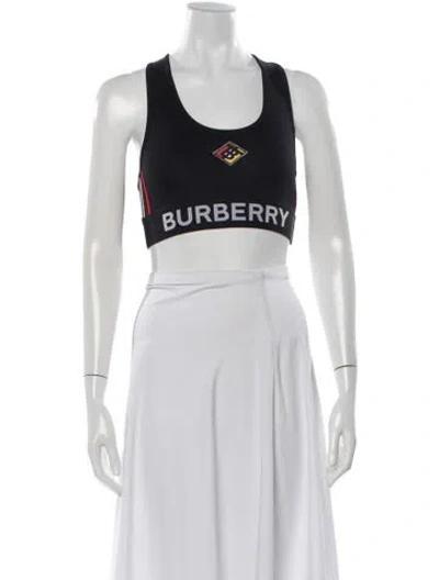 Pre-owned Burberry Nylon Graphic Print Sports Bra In Black