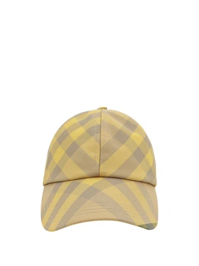 Burberry Nylon Hat With Check Print In Brown