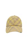 Burberry Womens Cedar Washed-check Woven Cap In Yellow