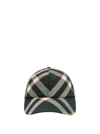 Burberry Nylon Hat With Traditional Check Print In Black