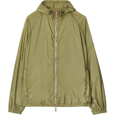 Burberry Men Nylon Jacket With Ekd Patch In Green