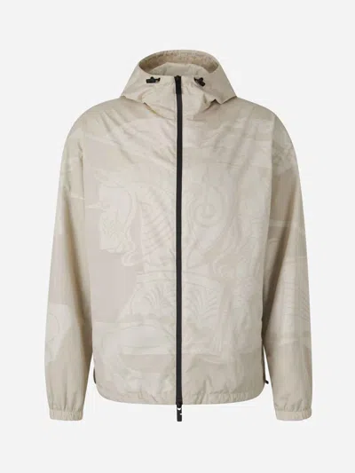 Burberry Nylon Hooded Jacket In Beige