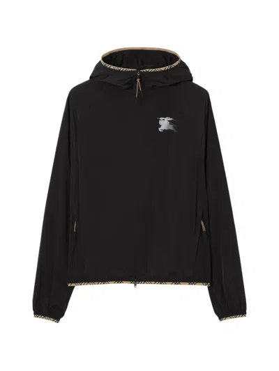 Burberry Nylon Hooded Jacket In Black
