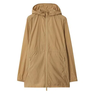 Burberry Nylon Hooded Jacket In Brown