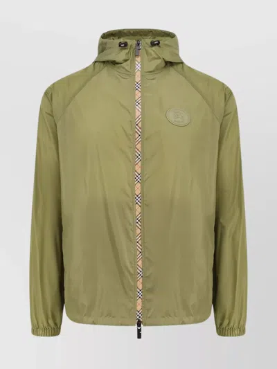 Burberry Men Nylon Jacket With Ekd Patch In Green