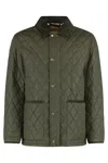 Burberry Quilted Jacket With Corduroy Collar In Green