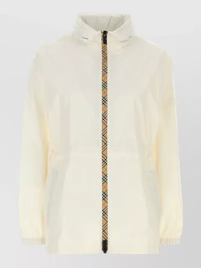 Burberry Nylon Jacket High Collar Lightweight Design In Neutral