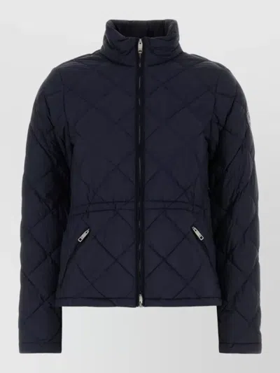 Burberry Nylon Jacket High Collar Quilted Design In Blue