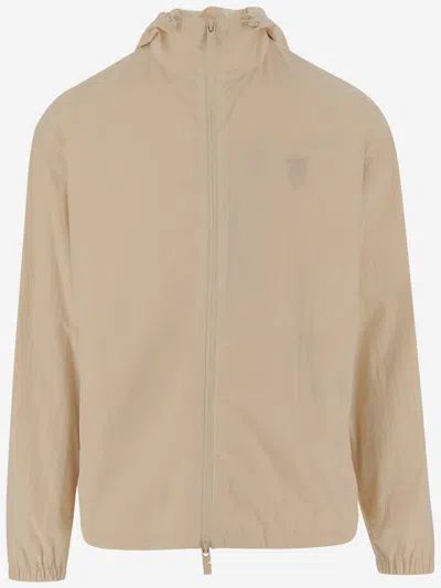 Burberry Nylon Jacket With Ekd In Beige