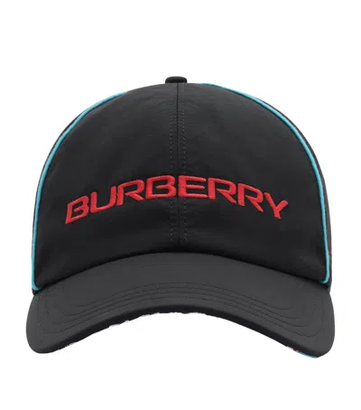 Burberry Nylon London Map Baseball Cap In Black