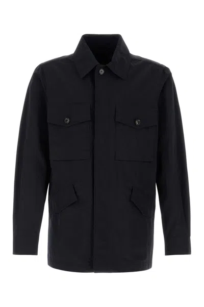 Burberry Nylon Overshirt With Chest Pockets Jacket In Blue