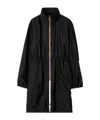 Burberry Drawstring Waist High Collar Parka In Black