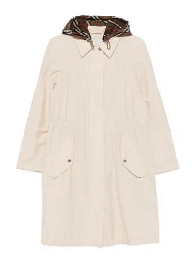 Burberry Nylon Parka Coat In Sand