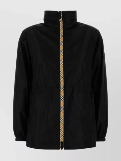 Burberry Nylon Parka With Elastic Cuffs And High Collar