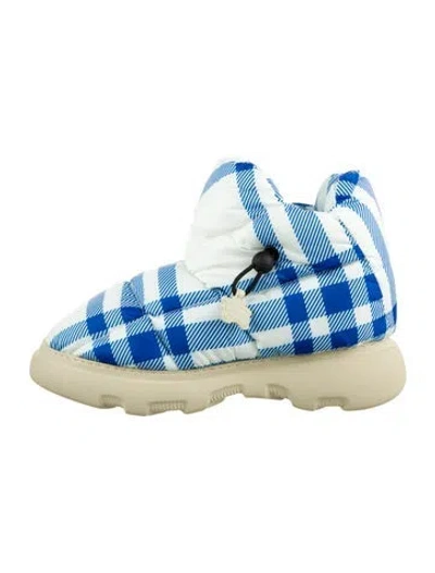 Pre-owned Burberry Nylon Plaid Print Boots In Blue