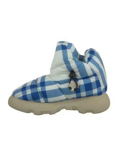 Pre-owned Burberry Nylon Plaid Print Boots In Neutral