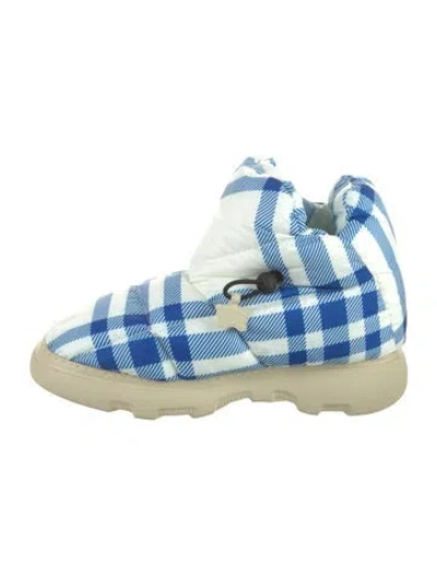 Pre-owned Burberry Nylon Plaid Print Hiking Boots In Blue