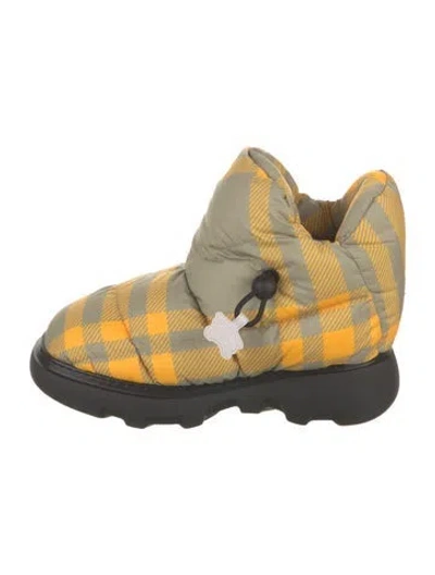 Pre-owned Burberry Nylon Plaid Print Hiking Boots In Yellow