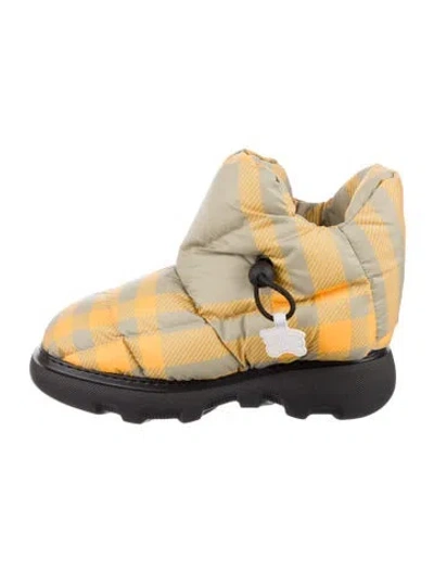 Pre-owned Burberry Nylon Plaid Print Hiking Boots In Yellow