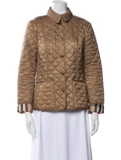 Pre-owned Burberry Nylon Plaid Print Jacket In Brown