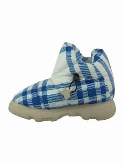 Pre-owned Burberry Nylon Plaid Print Rain Boots In Blue