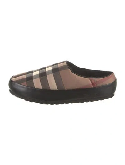 Pre-owned Burberry Nylon Plaid Print Slippers In Neutral
