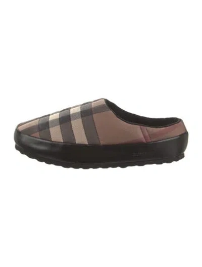 Pre-owned Burberry Nylon Plaid Print Slippers In Neutral