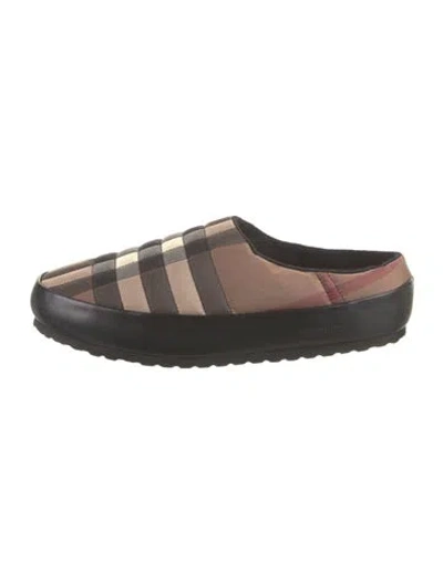 Pre-owned Burberry Nylon Plaid Print Slippers In Neutral