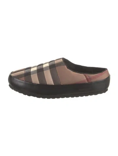 Pre-owned Burberry Nylon Plaid Print Slippers In Neutral