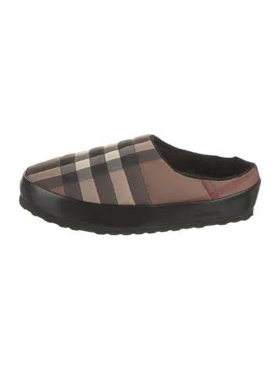 Pre-owned Burberry Nylon Plaid Print Slippers In Neutral