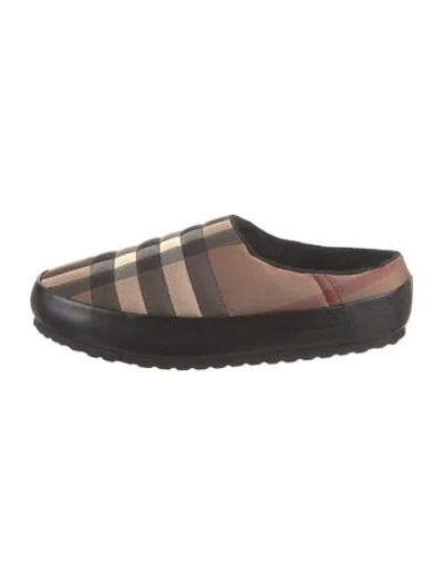 Pre-owned Burberry Nylon Plaid Print Slippers In Neutral