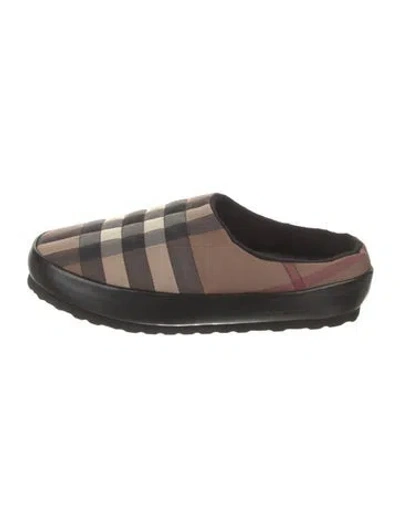 Pre-owned Burberry Nylon Plaid Print Slippers In Neutral