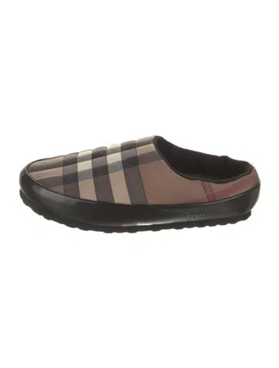 Pre-owned Burberry Nylon Plaid Print Slippers In Neutral