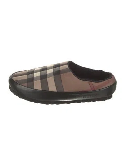 Pre-owned Burberry Nylon Plaid Print Slippers In Neutral