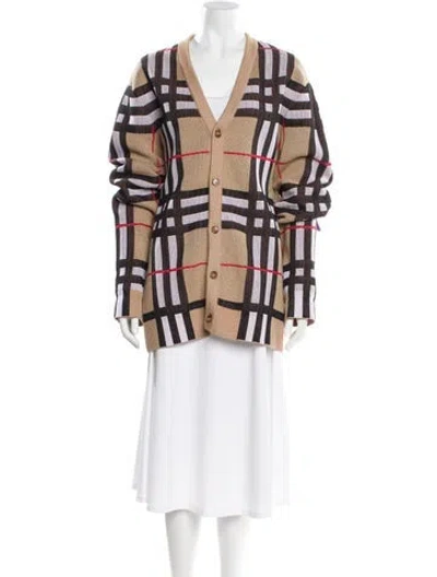 Pre-owned Burberry Nylon Plaid Print Sweater In Neutral
