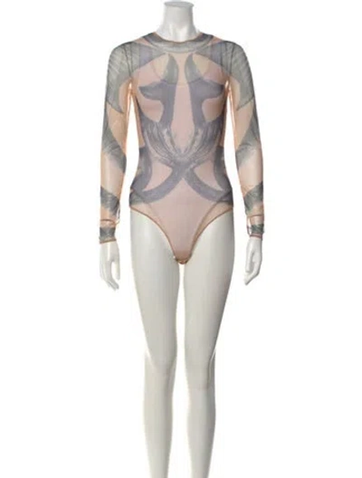 Pre-owned Burberry Nylon Printed Bodysuit W/ Tags In Neutrals