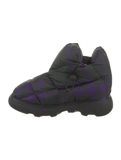 Pre-owned Burberry Nylon Printed Boots In Black