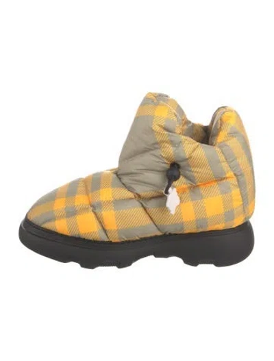 Pre-owned Burberry Nylon Printed Boots In Yellow