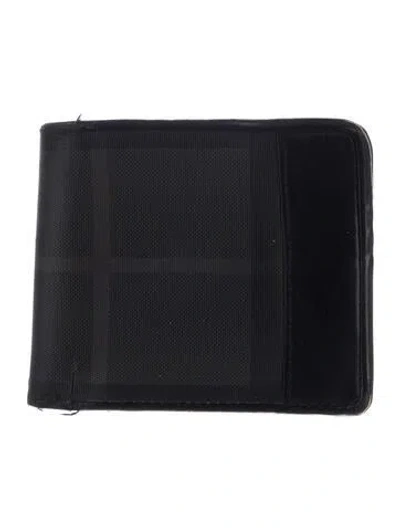 Pre-owned Burberry Nylon Printed Compact Wallet In Black